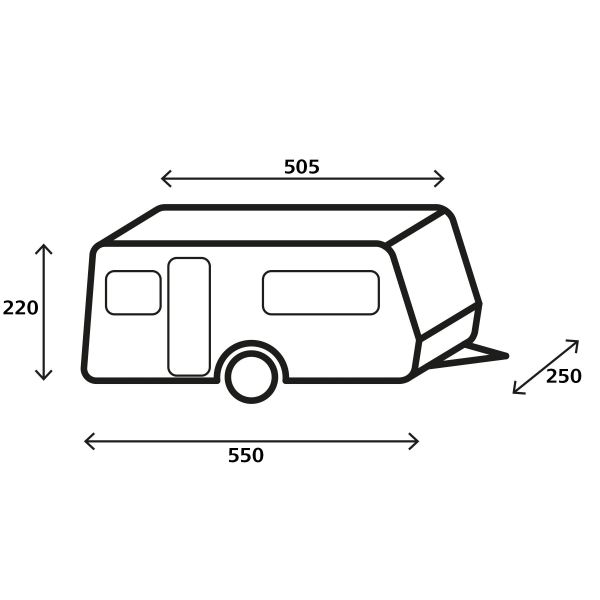 Wohnwagen-Schutzhülle Design 12M, 500-550 x 250 x 220 cm