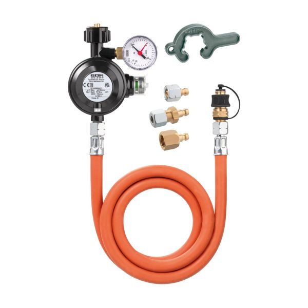 Camping Gasregler-Schlauchleitung Set mit Manometer 50 mbar — WHB-Camping