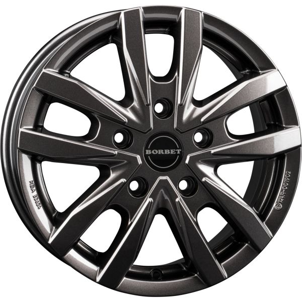 Aluminiumfelge Borbet CW5, mistral anthracite glossy, 16" für Fiat Ducato mit Light-Chassis ab Bj. 2006/07