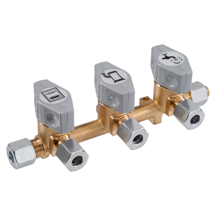 Verteilerblock 3 Ausgänge, Anschluss 8 mm