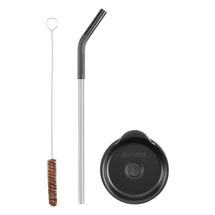 Trinkhalm-Deckel-Set 3-teilig, schwarz