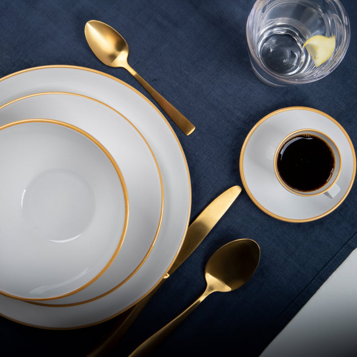 Geschirrset Linea Line 12-teilig, weiß, gold