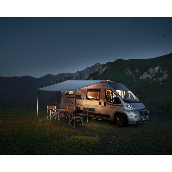 Markisen-Set TO 6300 für Fiat Ducato ab 07/2006, eloxiert, 4 x 2,5 m, Endkappen anthrazit, Mystic-Grau