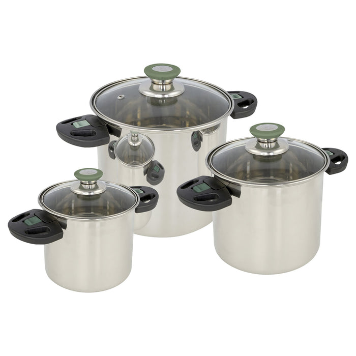 Edelstahl-Kochtopfset Elegance Compact 3 Stück, 1,25 l, 3 l, 6 l