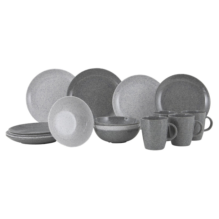 Geschirrset Solid Line 16-tlg., granitgrau, weiß