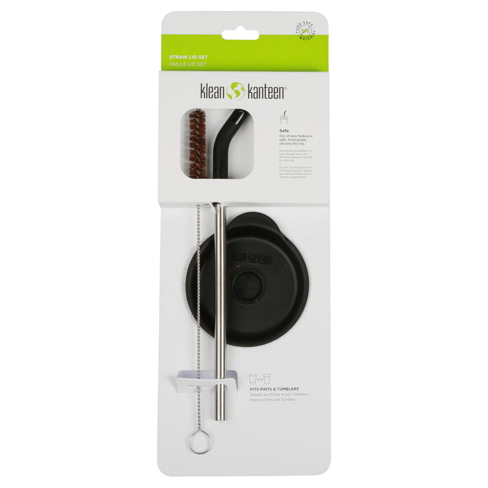 Trinkhalm-Deckel-Set 3-teilig, schwarz
