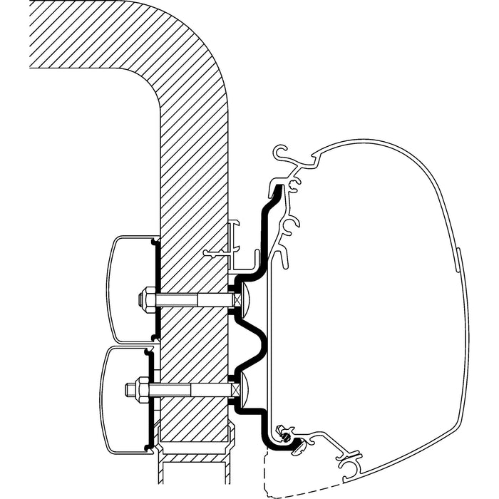 Adapter für Hymer Exsis / Hymer Camp bis Bj. 2011 zu TO Serie 5 und 8, Länge 4 m