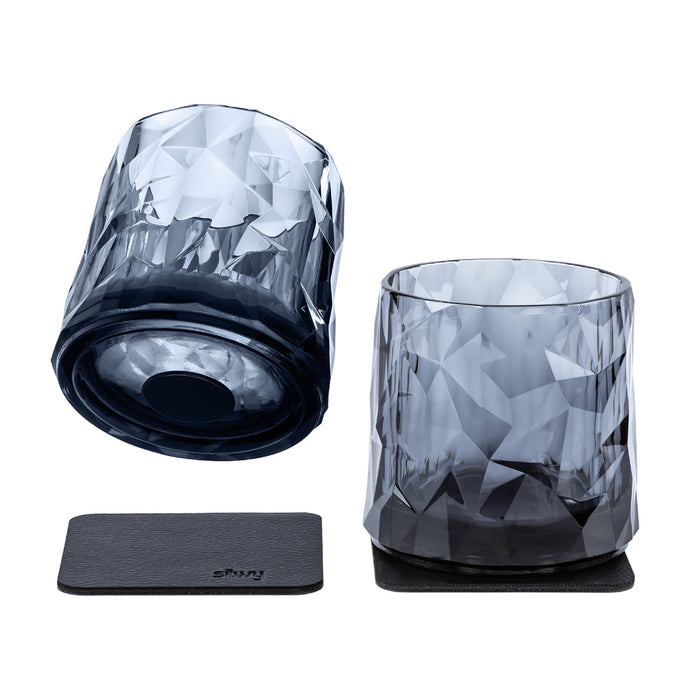 Magnet-Kunststoffgläser Whisky 250 ml, 2er-Set, rauchgrau