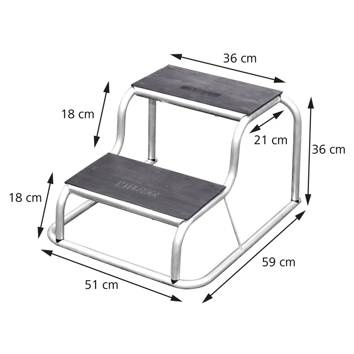 Aluminium Doppeltrittstufe mit gummierten Trittflächen