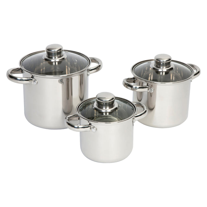 Edelstahl-Kochtopfset Royal Plus 3 Stück, 1,3 l, 2 l, 3 l