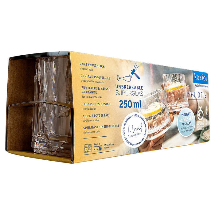 Glasserie Koziol Superglas CLUB Trinkglas 250 ml, 2er-Set