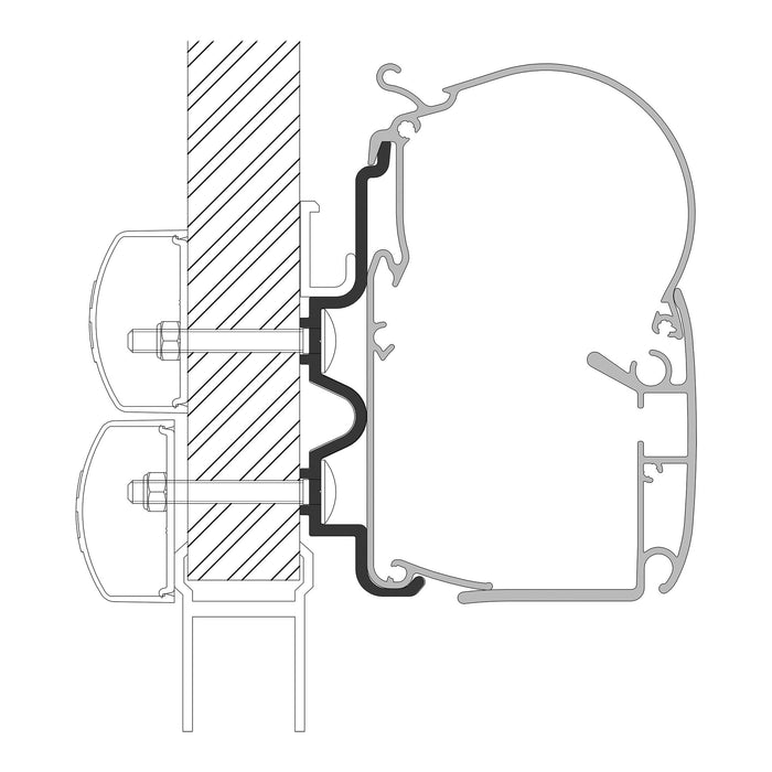 Adapter für Hymer Camp zu Markisen Dometic Serie 1, Länge 4,5 m