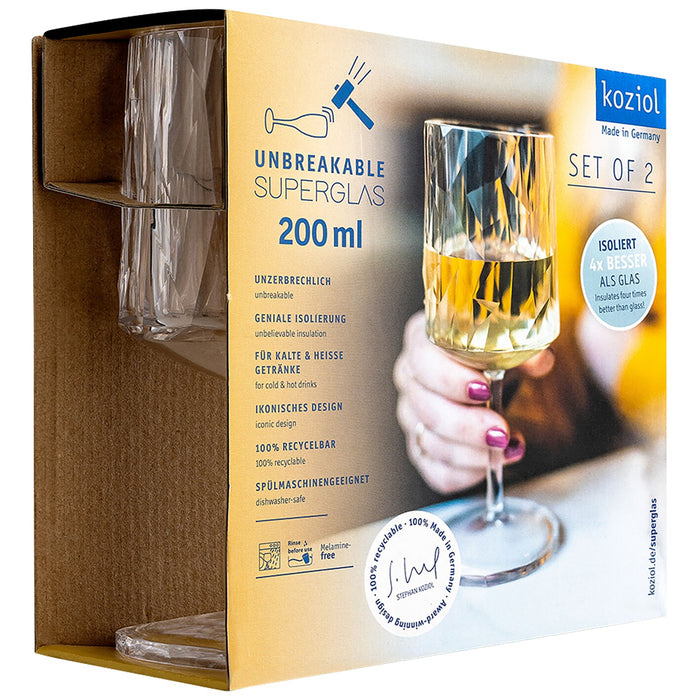 Glasserie Koziol Superglas CLUB Weißweinglas 200 ml, 2er-Set