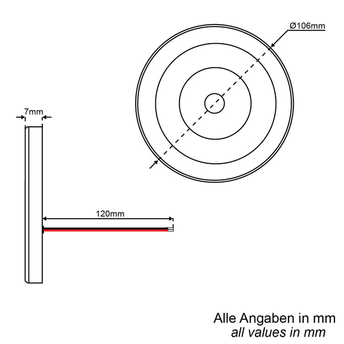 Aufbauleuchte mit Dimmschalter ø 106 mm, chrom